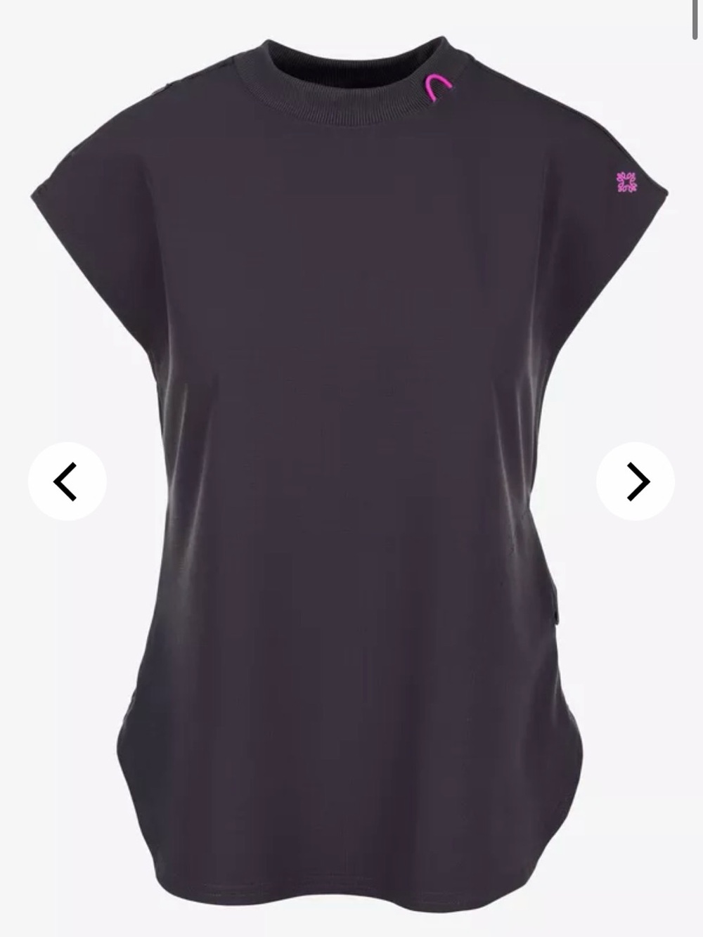 Med Couture Women's scrub top in Charcoal with Pink Accents